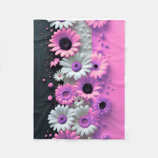 Polaire Couverture de jetée florale rose ADOM Pink Daisy (Devant)