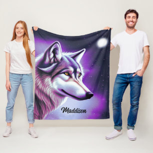 Polaire Couverture de la flotte de loup mystique nocturne