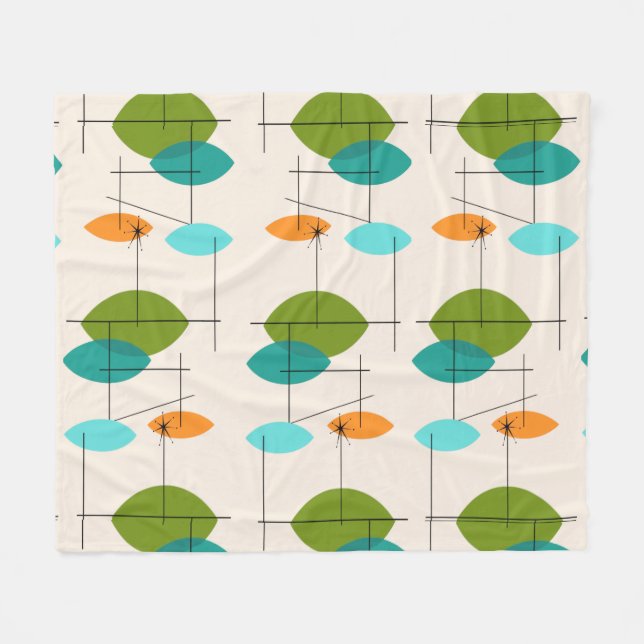 Polaire Couverture de la flotte de Motif mobile rétro atom (Devant (Horizontal))