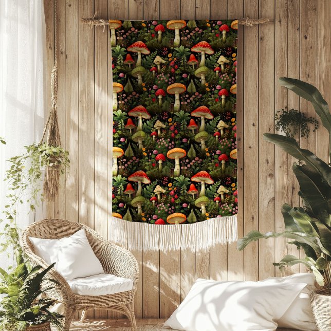 Polaire Couverture de la vie rurale Champignons dans un bo (Rural Life Blanket Mushrooms in a Cozy Woodland)