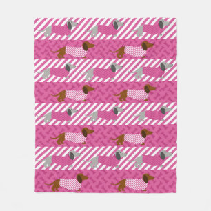 Polaire Couverture de lit en molleton de teckel rose et bl