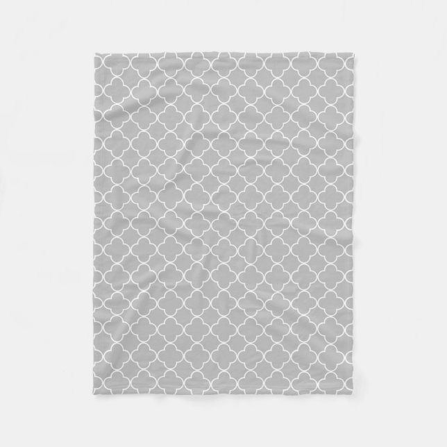 Polaire Couverture de motif de Quatrefoil de blanc gris (Devant)