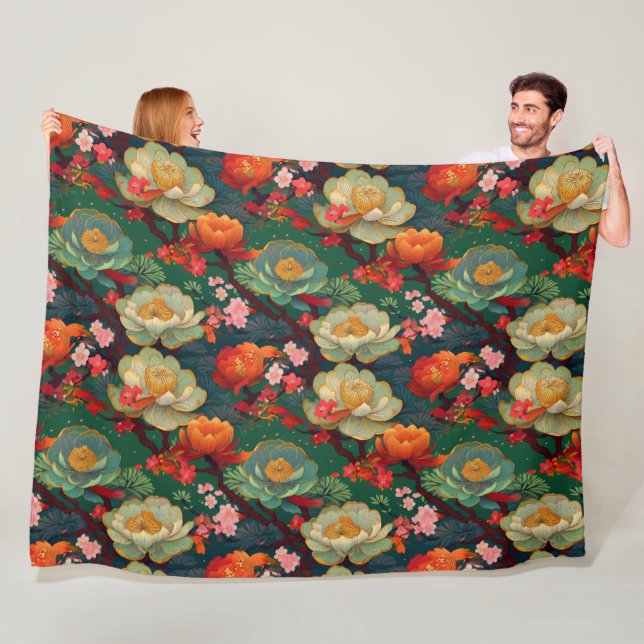 Polaire Couverture de motif japonais Kimono (En situation)