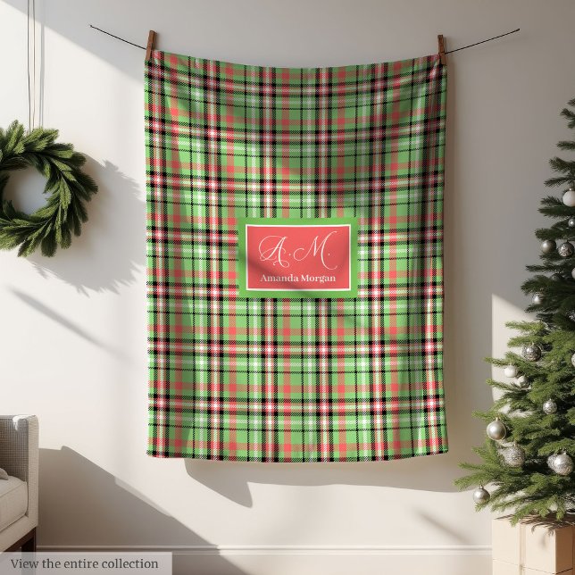 Polaire Couverture de Noël Classique à Tartan pour les Fêt (Classic Christmas Tartan Blanket Holiday Throw)