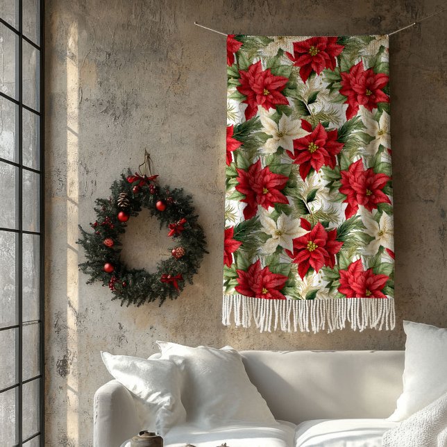 Polaire Couverture de Noël Cosy Fleurie Rouge Accent de Sa (Cozy Christmas Blanket Red Floral Living Accent)