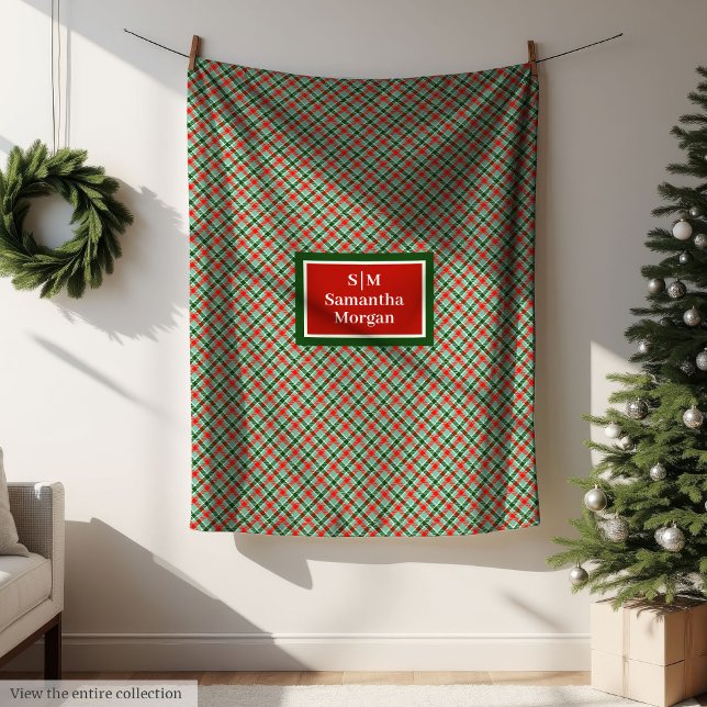 Polaire Couverture de Noël moderne personnalisée décoratio (Modern Christmas Blanket Custom Name Cozy Decor)