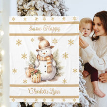 Couverture de Noël pour enfant Bonhomme de Neige a