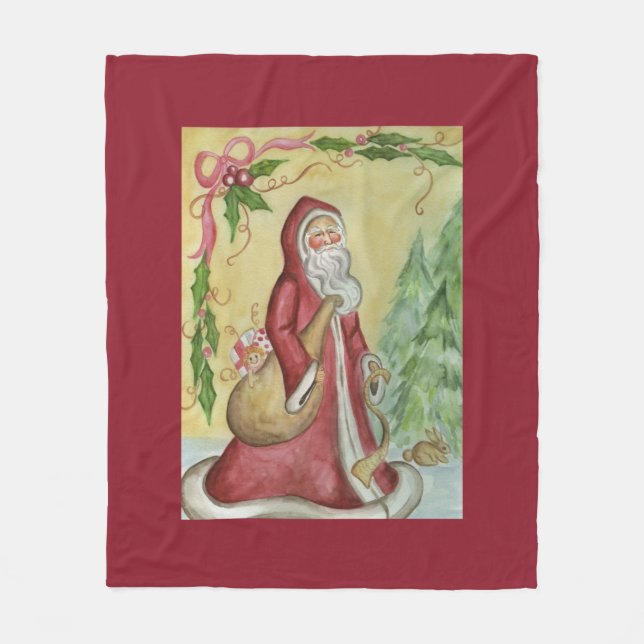 Polaire Couverture de Noël rouge du Père Noël Cadeau (Devant)