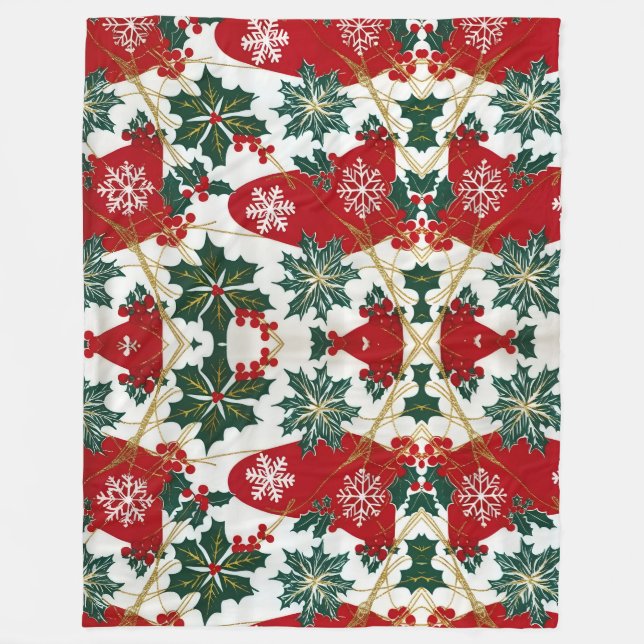 Polaire Couverture de Noël rouge et vert Festif (Devant)