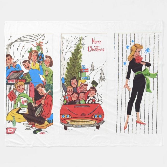Polaire couverture de Noël vintage rockabilly (Devant (Horizontal))