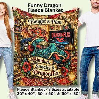 Polaire Couverture de nuit Snacks Dragonflix Drôle Dragon