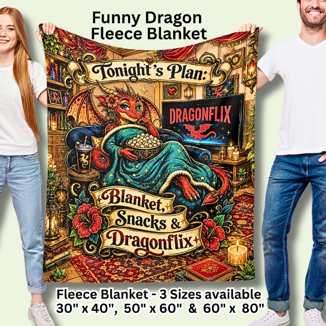 Polaire Couverture de nuit Snacks Dragonflix Drôle Dragon  (Créateur téléchargé)