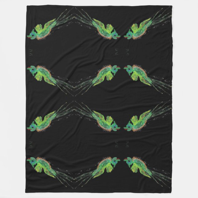 Polaire couverture de peinture d'oiseau vert (Devant)