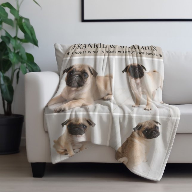 Polaire Couverture de photo de chien beige empreintes de p (Créateur téléchargé)