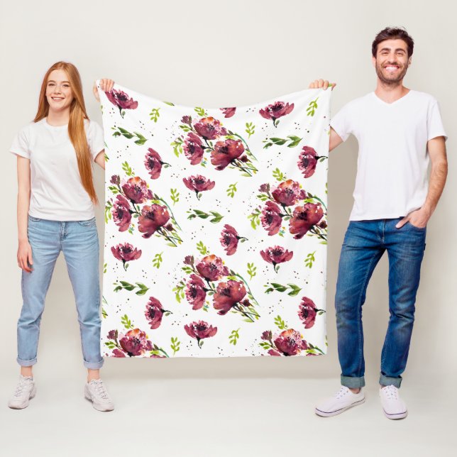 Polaire Couverture de Poppy Fleur Watercolor (En situation)