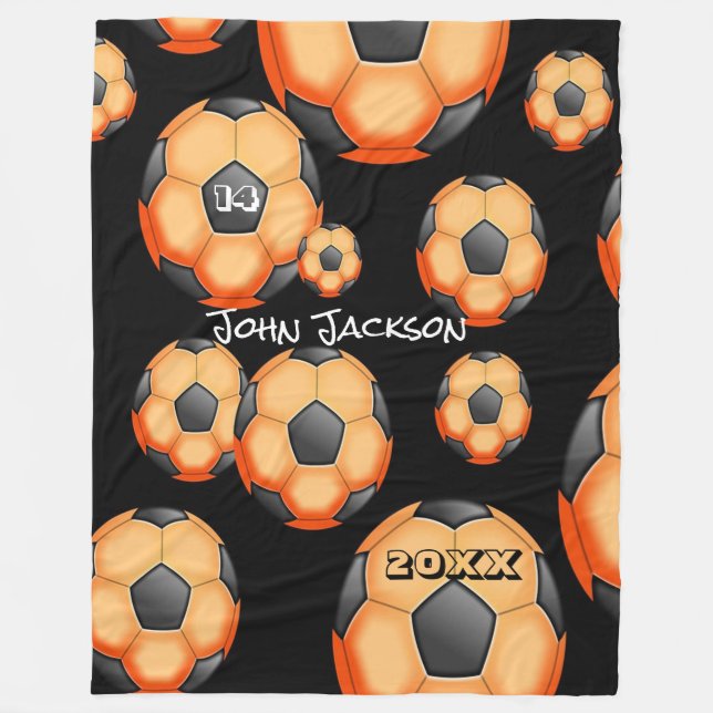 Polaire Couverture de soccer orange et noir avec le nom du (Devant)
