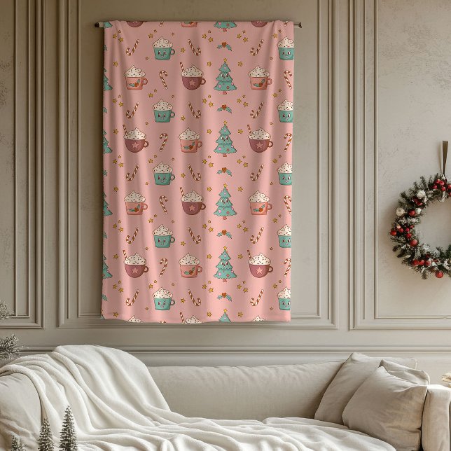 Polaire Couverture de vacances rétro de style années 70 av (Retro Holiday Blanket 70s Style with Soft Colors)