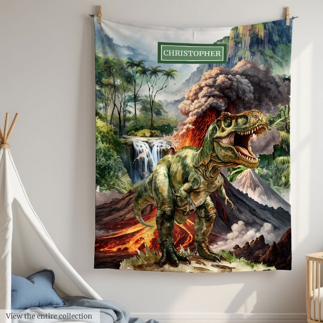 Polaire Couverture Dinosaure Personnalisée Garçon Annivers (Personalized Dinosaur Blanket Boy Birthday Gift)