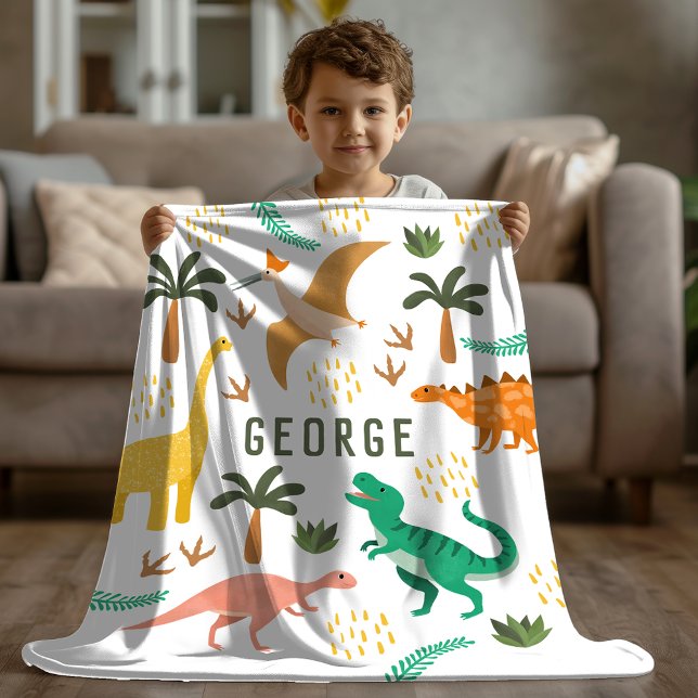 Polaire Couverture dinosaure T-Rex jungle garçons (Créateur téléchargé)