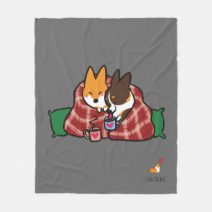 Polaire Couverture d'ouatine de câlin de corgi
