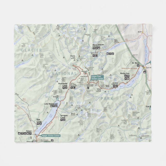 Polaire Couverture d'ouatine de carte de glacier (Montana) (Devant (Horizontal))