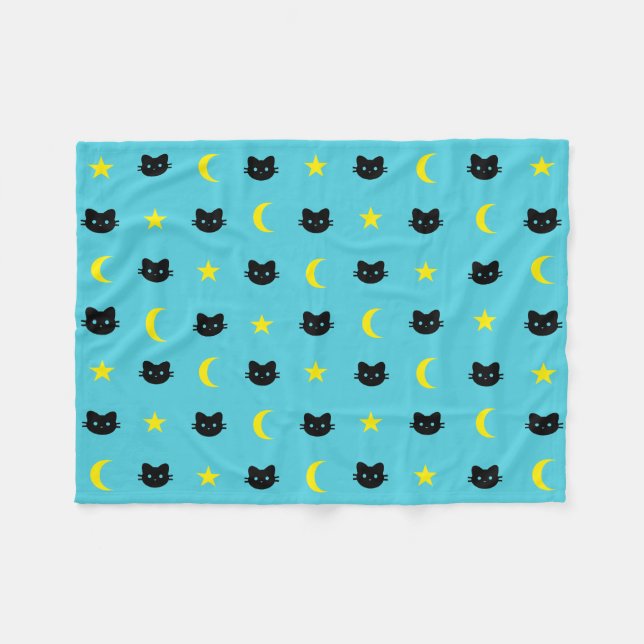 Polaire Couverture d'ouatine de lune de chat de Kitty et (Devant (Horizontal))