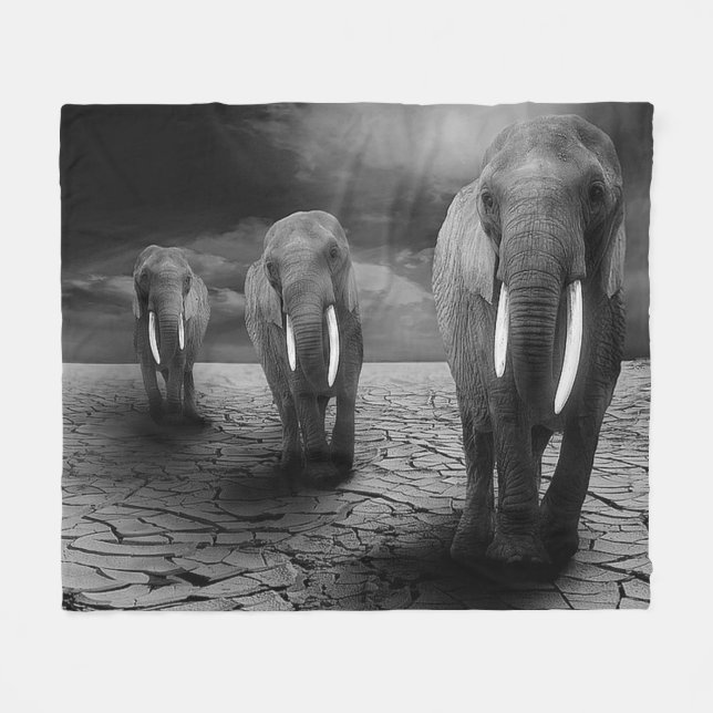 Polaire Couverture d'ouatine de trio d'éléphant (Devant (Horizontal))