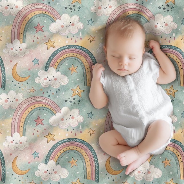 Polaire Couverture Douce Arc-en-ciel Pastel pour l'Arrivée (Pastel Rainbow Blanket Soft Gift for Baby’s Arrival)