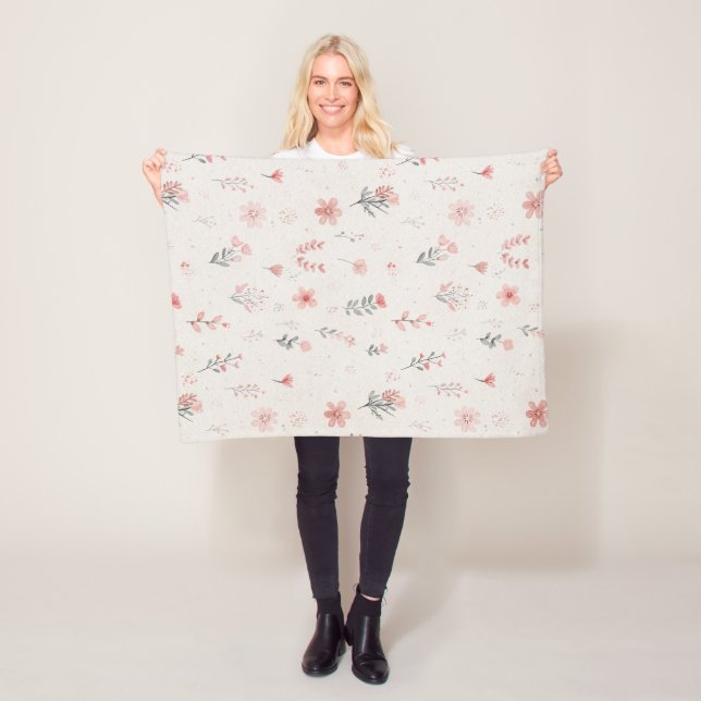 Polaire Couverture Douce en Molleton Floral (En situation)