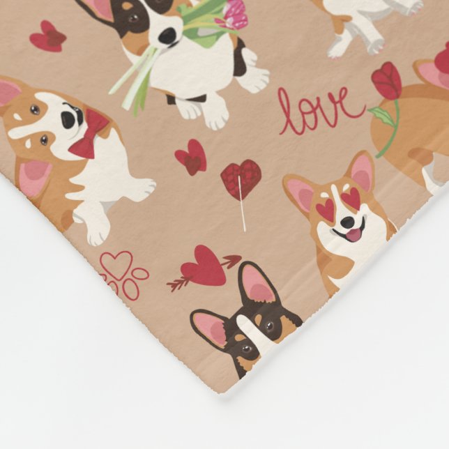 Polaire Couverture Douce en Molleton Motif d'Amour de Corg (Coin)