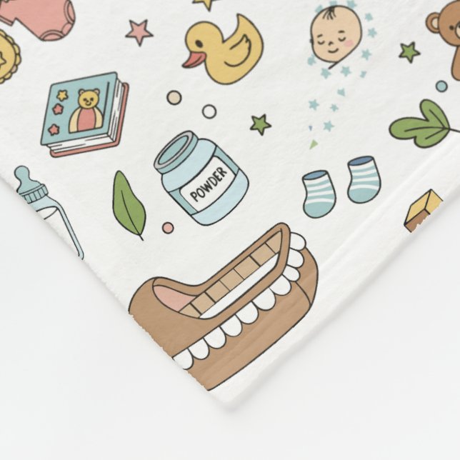 Polaire Couverture Douce Motif Nursery Bébé Pastel Mignon (Coin)