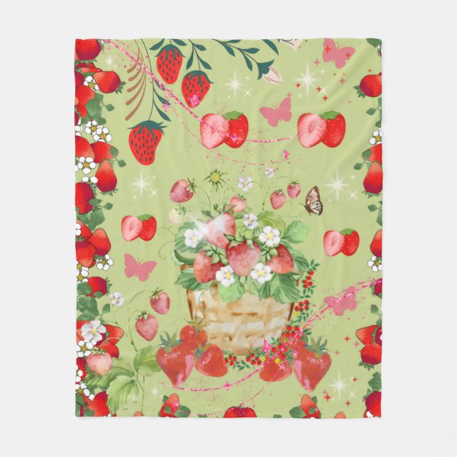 Polaire Couverture Douce Rêve de Fraise (Devant)