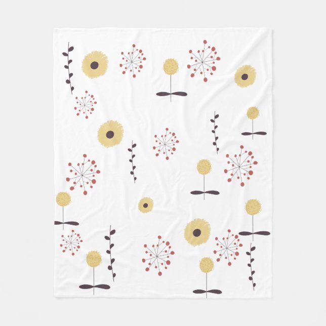 Polaire Couverture Douillette à Motif de Fleurs Sauvages (Devant)