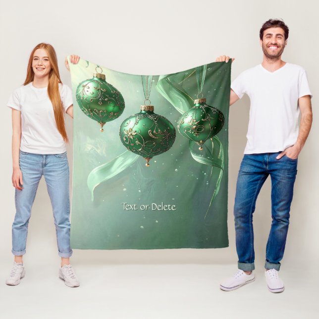 Polaire Couverture Douillette Boule de Noël Verte (En situation)