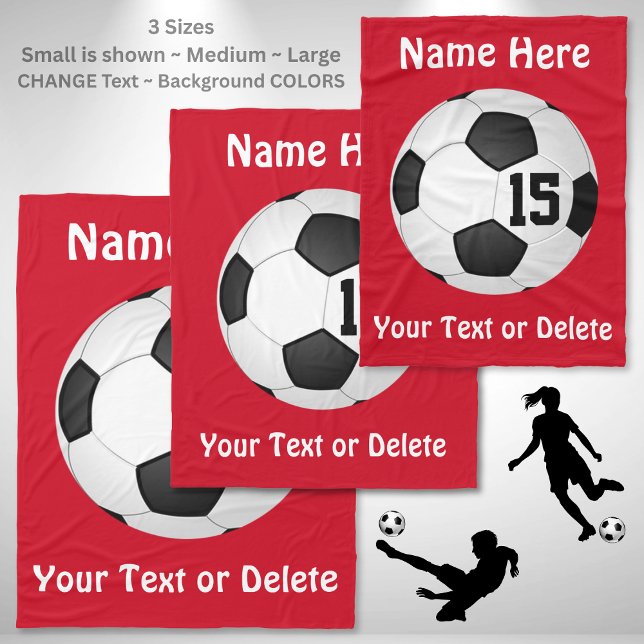 Polaire Couverture du football avec le NOM, le NOMBRE et (Soccer senior night gift ideas. Personalised football gifts. Personalized soccer team gifts. Red.)
