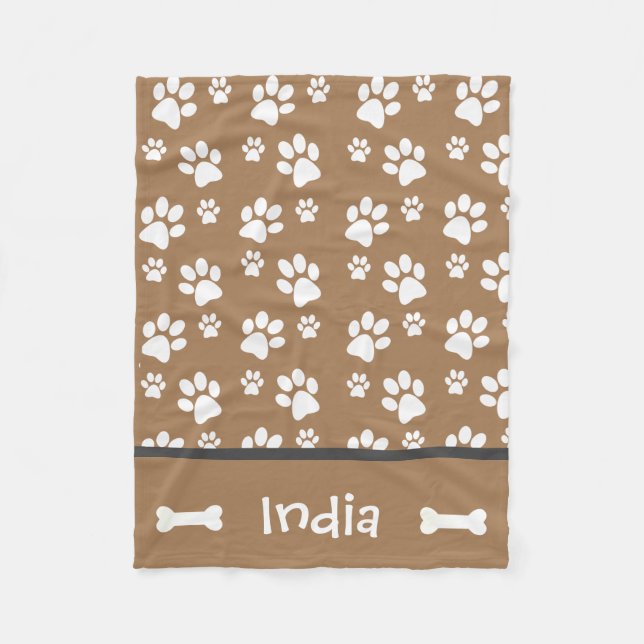 Polaire Couverture Empreinte de patte de chien personnalis (Devant)
