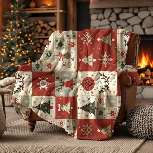 Polaire Couverture en flanelle à motif patchwork de Noël (Créateur téléchargé)