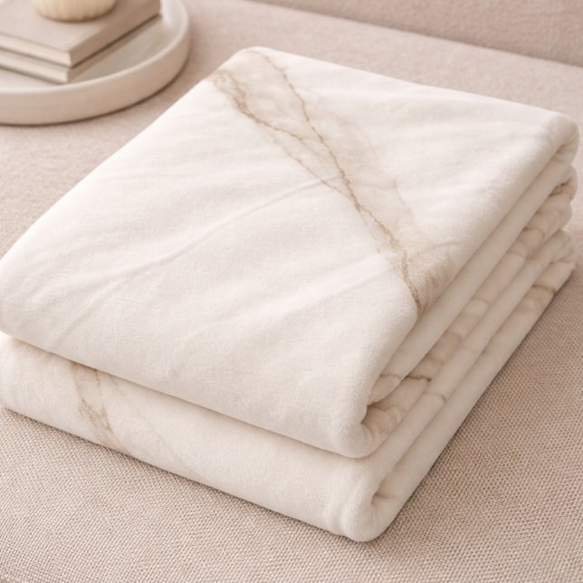 Polaire Couverture en laine Ivory Quarry Veins (Quarried lines in ivory and taupe for refined everyday layering)