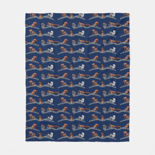 Polaire Couverture en laine Squirrel Frenzy Fleece (Navy) (Devant)