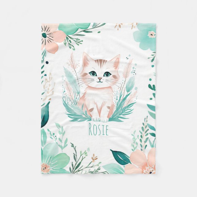 Polaire Couverture en laiton bébé personnalisée Boho Kitte (Devant)