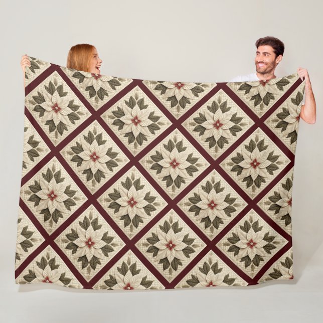 Polaire Couverture en laiton poinsettia (En situation)