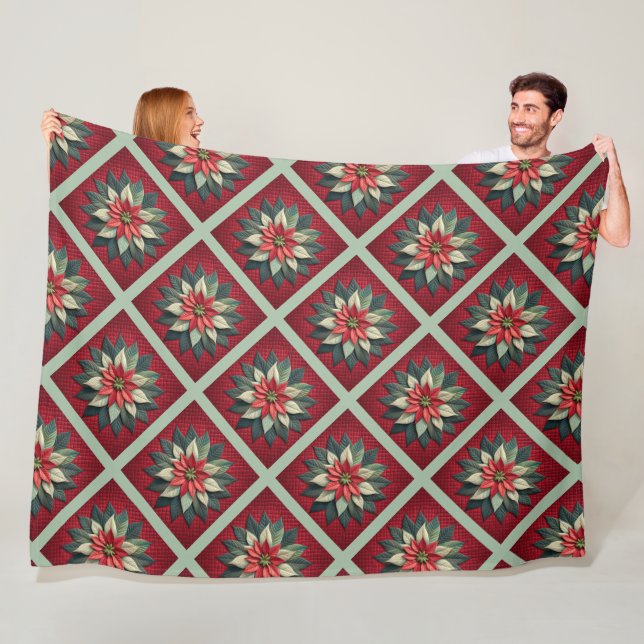 Polaire Couverture en laiton poinsettia (En situation)
