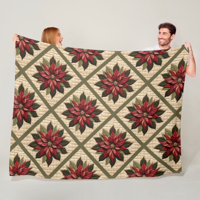 Polaire Couverture en laiton poinsettia (En situation)