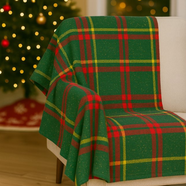 Polaire Couverture en molleton à carreaux rouges et verts  (Classic Christmas red and green tartan fleece blanket )