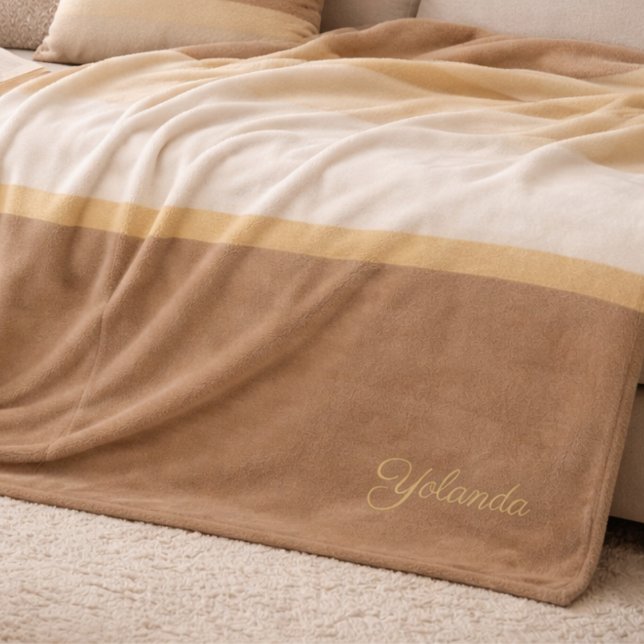 Polaire Couverture en molleton à dégradé de sable ivoire (Sandy beige fading into pale ivory with a soft champagne line for layered neutral spaces.)