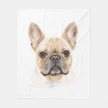 Couverture en molleton à l'aquarelle Bouledogue Fr