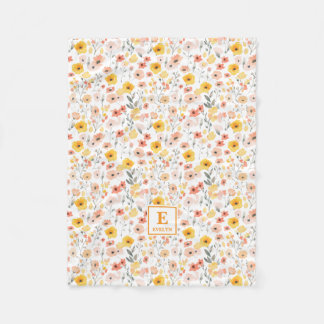 Polaire Couverture en molleton à monogramme floral de fleu