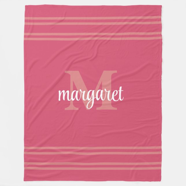 Polaire Couverture en molleton à monogramme rose foncé fém (Devant)