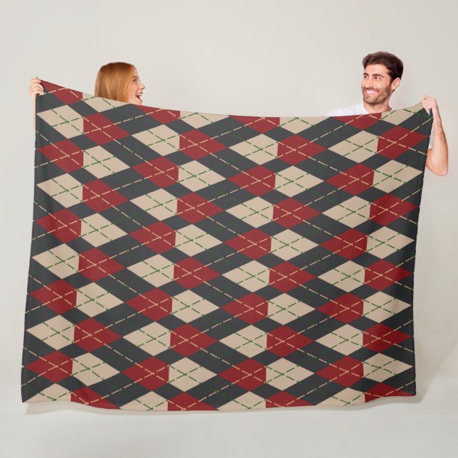 Polaire Couverture en molleton à motif argyle classique en (En situation)