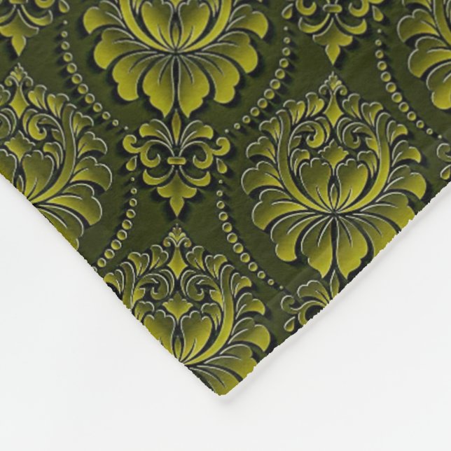 Polaire Couverture en molleton à motif damassé vert olive (Coin)